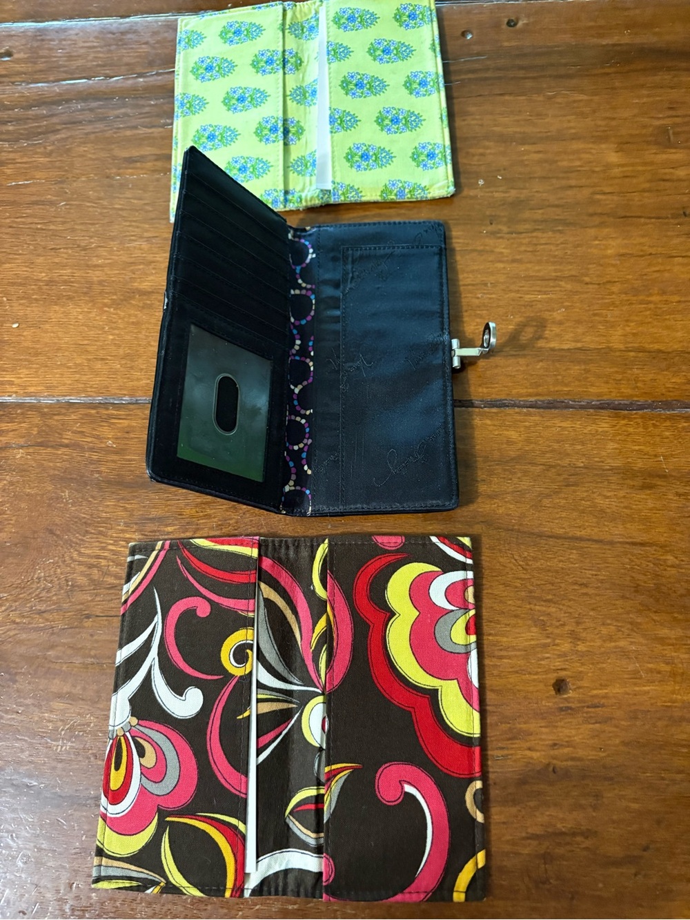 Bundle of Three (3) Vera Bradley Brown Multicolor Floral & Black Quilted Wallet - Picture 2 of 2